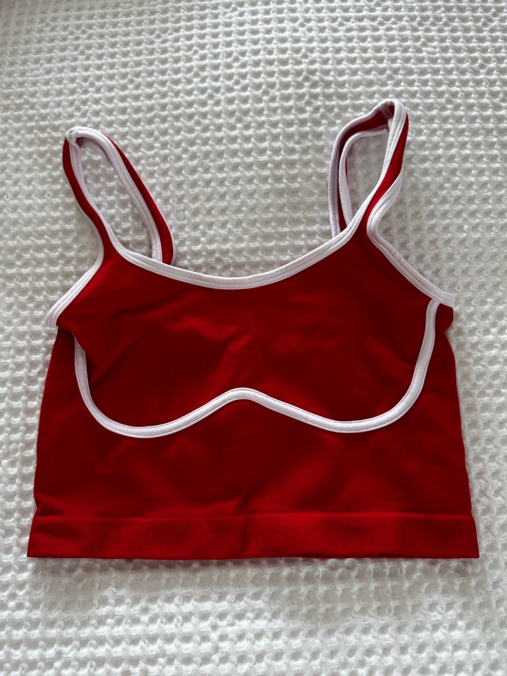 Red Seam-Trim Bralette Crop Top - Women Intimates